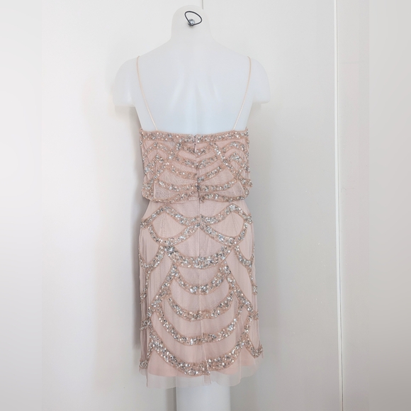 AIDAN MATTOX Light Pink/Blush Blouson Beaded Dress Size 4 - Picture 6 of 16